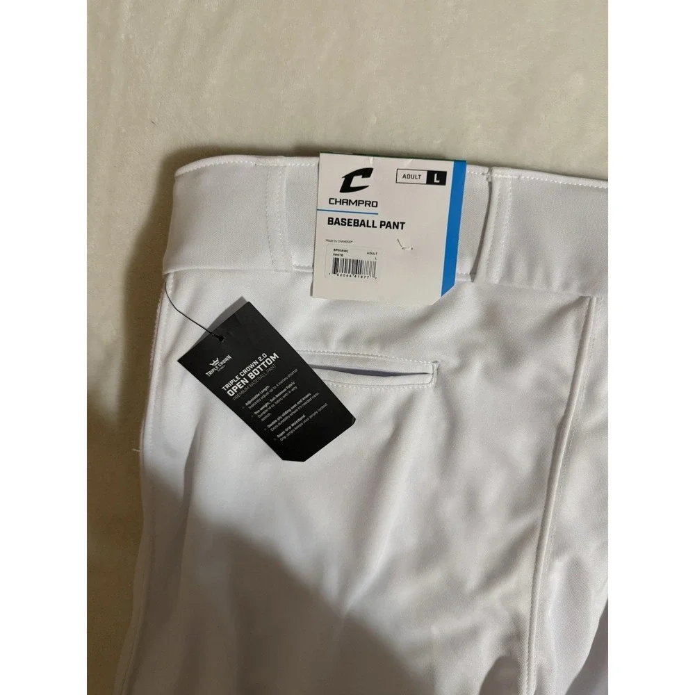 NWT CHAMPRO Triple Crown 2.0 Open Bottom Baseball Pants White ~ Size L